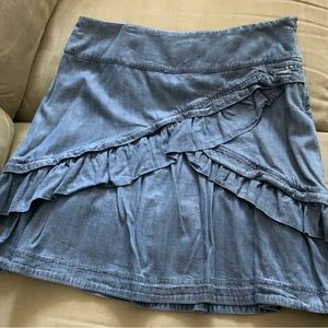 Anthropologie ruffles denim skirt